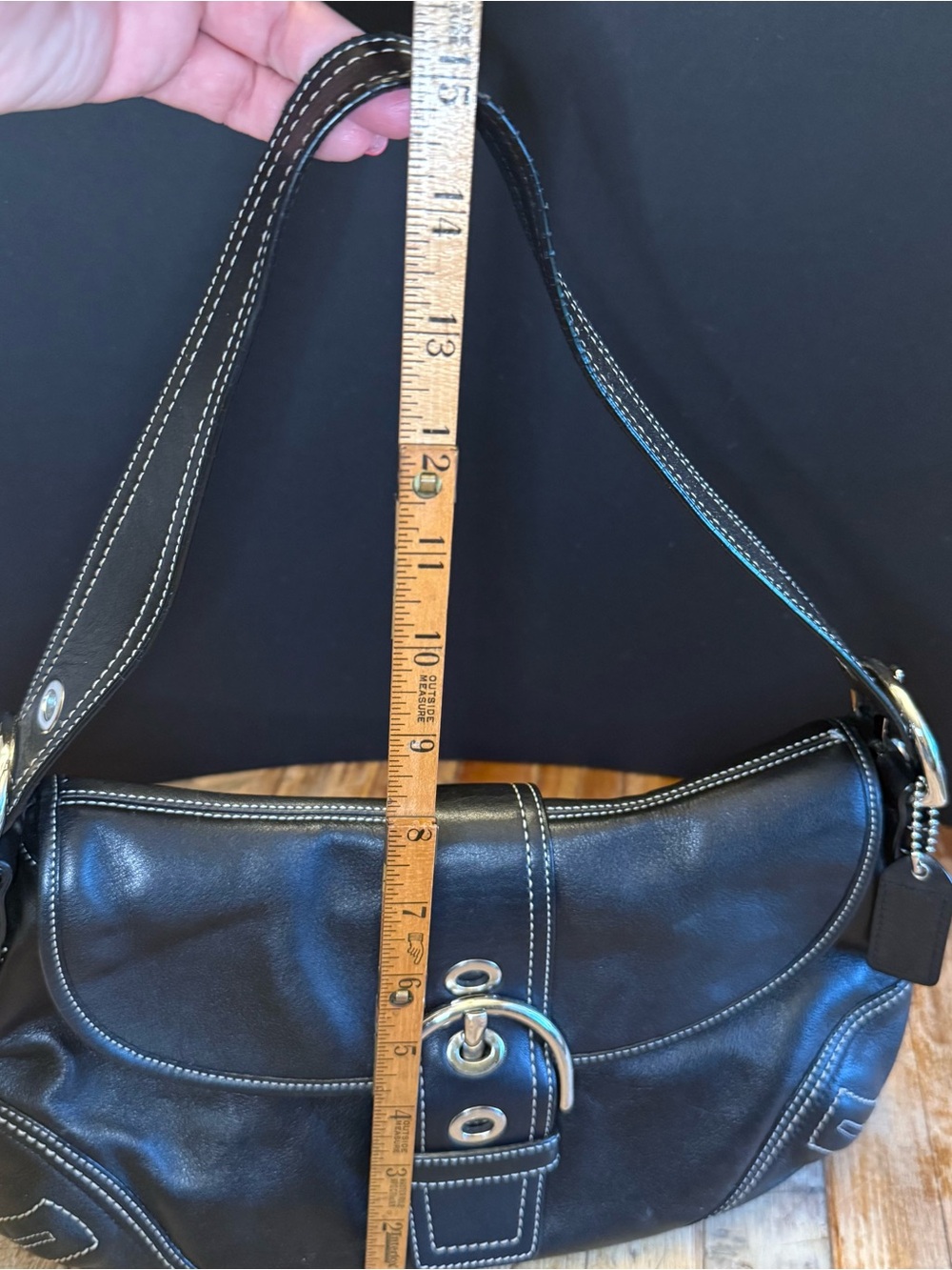 Vintage COACH Black Leather F10192 Soho Buckle Flap Shoulder Bag Purse - Picture 12 of 13